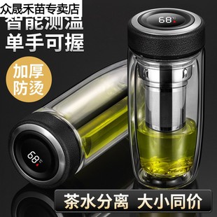 加厚家用高档商务鹅蛋水杯男双层保温隔热玻璃杯带盖 2024新款