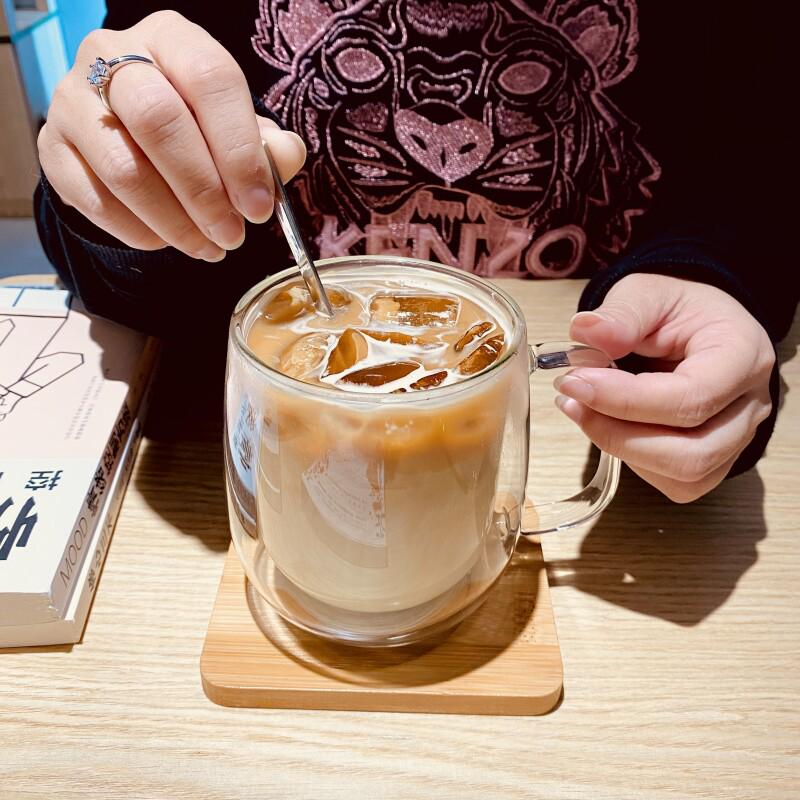 双层玻璃杯带把手隔热水杯女带盖茶杯透明咖啡杯办公室大容量杯子