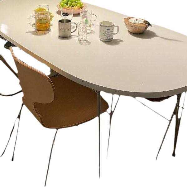 极椭圆形长方形ins书桌简现代长桌家用餐桌小户型简约餐桌白色