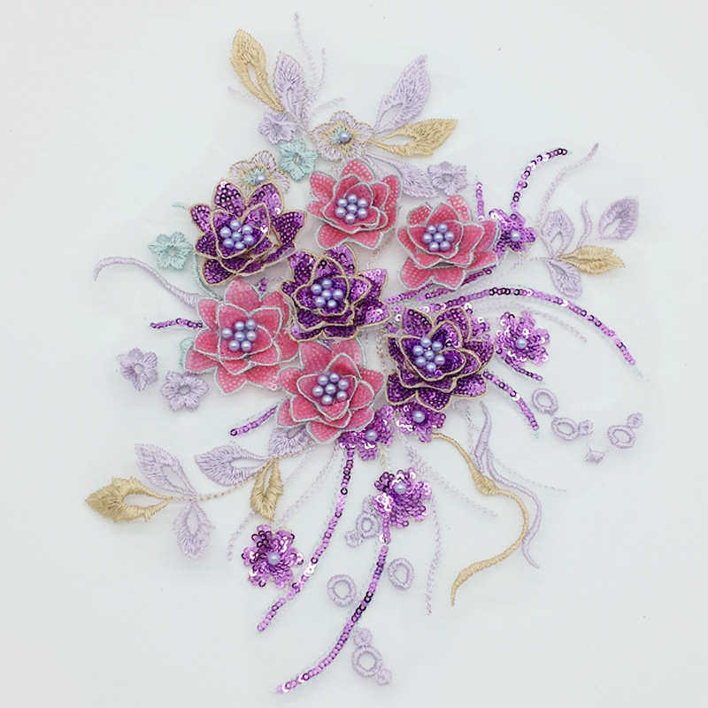 彩色立体钉珠凤尾花朵刺绣亮片布贴手工diy贴花服装装饰花边辅料,居家布艺,布贴,淘宝优惠券,粉丝福利购,淘宝优惠卷