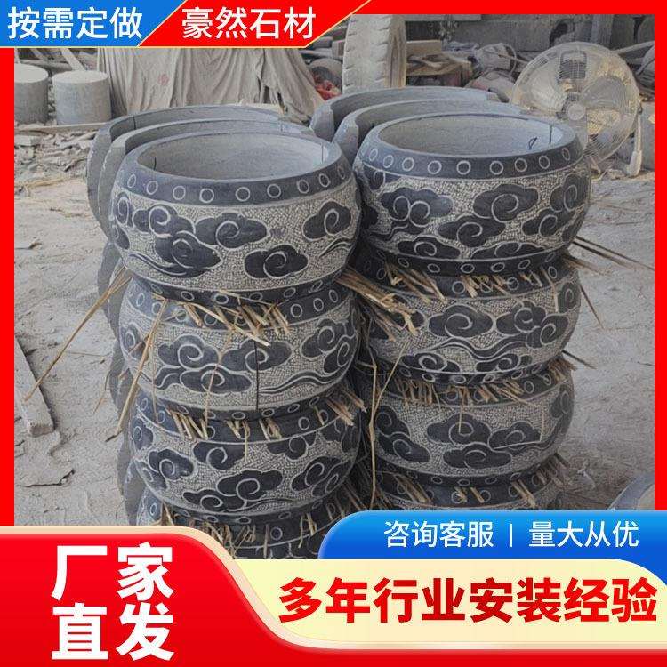 青石柱墩石木柱底座石墩子仿古石雕柱顶石庭院空心柱础石圆墩摆件