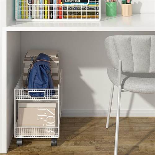 桌书架面落地简易桌旁置物架课桌边other可移小动带轮书书本收纳