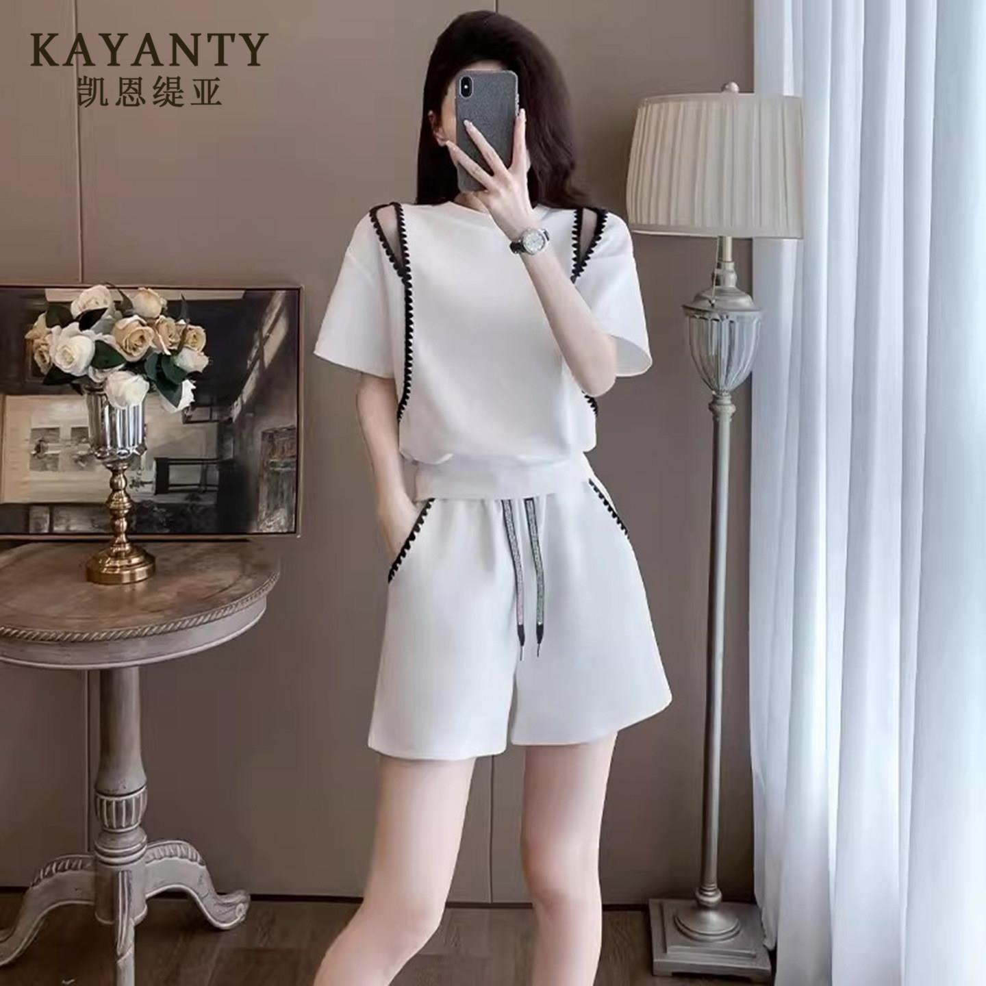 KAYANTY2026年夏季新款欧货高级感休闲运动套装女短袖短裤两件套