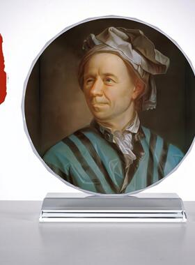 科学家莱昂哈德·欧拉画像水晶摆件书房桌面装饰励志工艺品