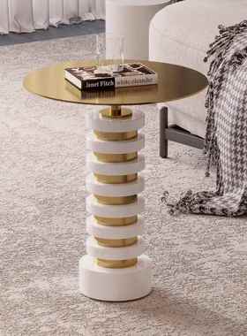 意式轻奢客边几现代简天然大理石53735茶几桌极约简可厅移动不锈