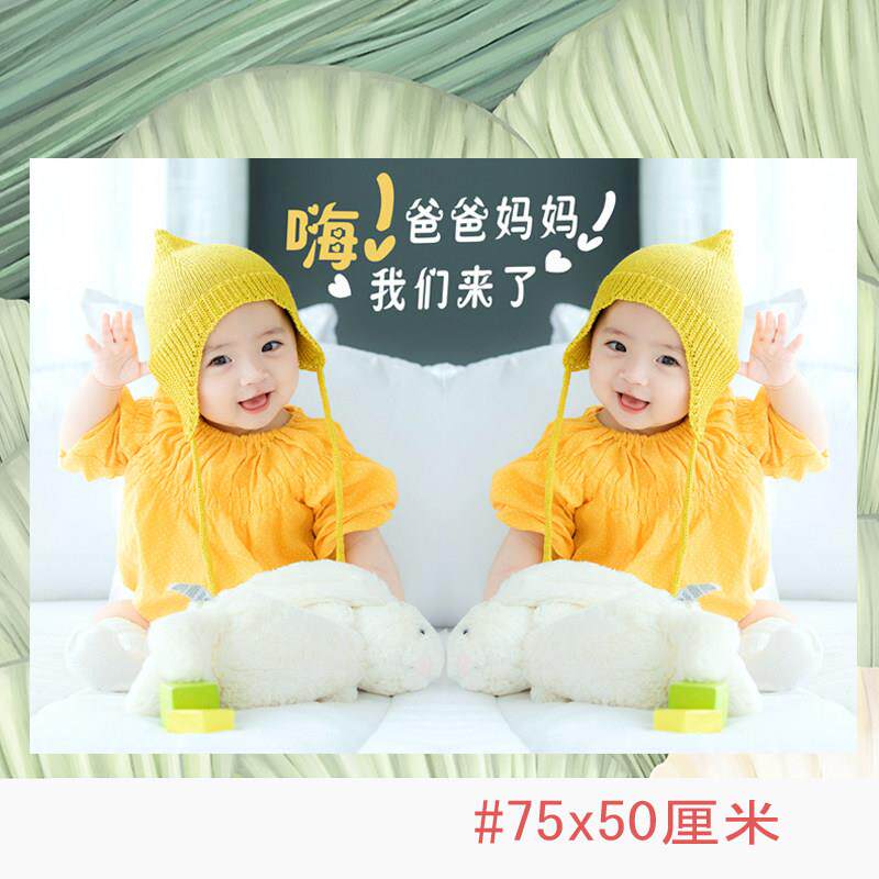 龙凤胎宝宝贴画海报挂画画报墙画可爱婴儿双胞女娃大图片画像墙贴