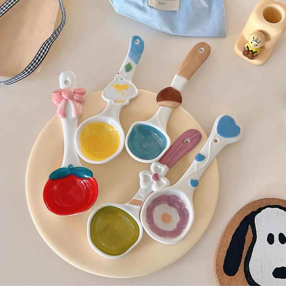 特别好看的小饭勺子精致陶瓷家用喝汤卡通精致儿童可爱少女心创意