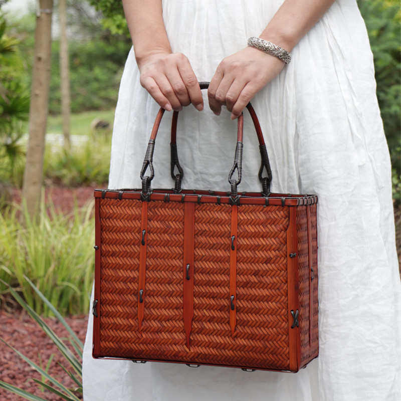 手工竹编包新款女式手提茶具篮子大号编织提篮做旧染色工艺新款,特色手工艺,竹编/竹雕,淘宝优惠券,粉丝福利购,淘宝优惠卷