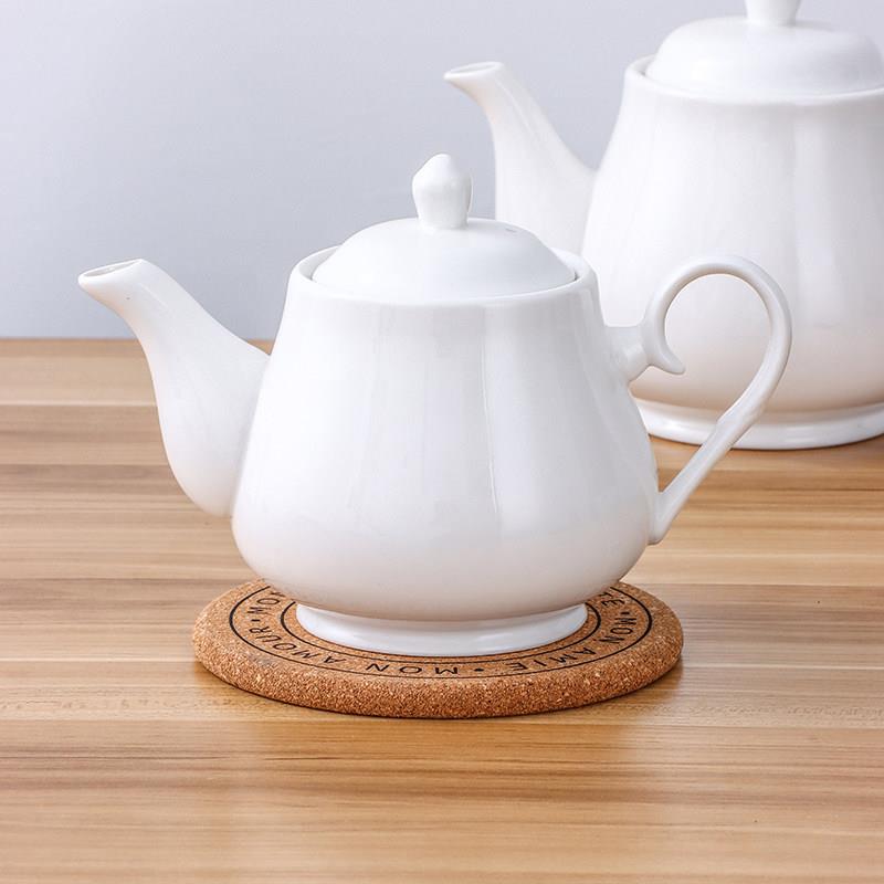 饭店酒店陶瓷高温茶壶大小号过滤壶大容量纯白色茶具饭厅泡茶水壶