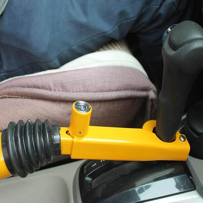 新款汽车防盗锁手刹档位锁通用款多功能可调节不锈钢锁亚马逊