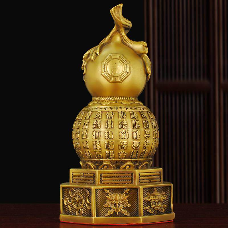 闭盖不开口铜葫芦百福八宝铜葫芦摆件纯铜客厅书桌吉祥物装饰工艺