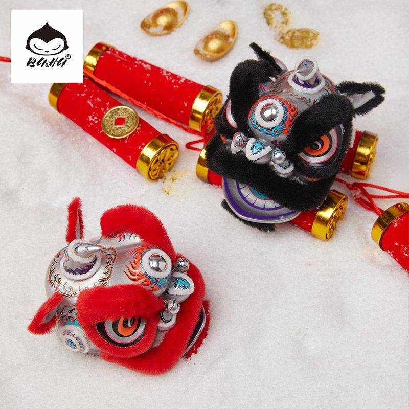 BUHU国潮醒狮摆件广东特色中控桌面车载装饰一路平安新年礼品