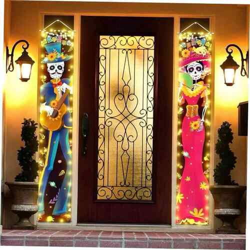 Halloween Lighted Porch Signs Banners Decorations Indoor