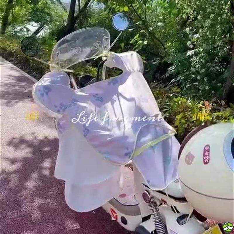 新款亲子款电动车挡风被夏款薄款遮阳罩凉感透气双面防水四季通用