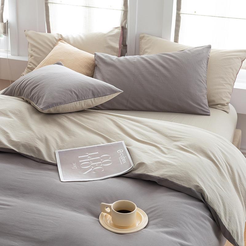 厂家直棉纯双拼套素色四件40s全棉三件qm001套1.8米销床单双人被