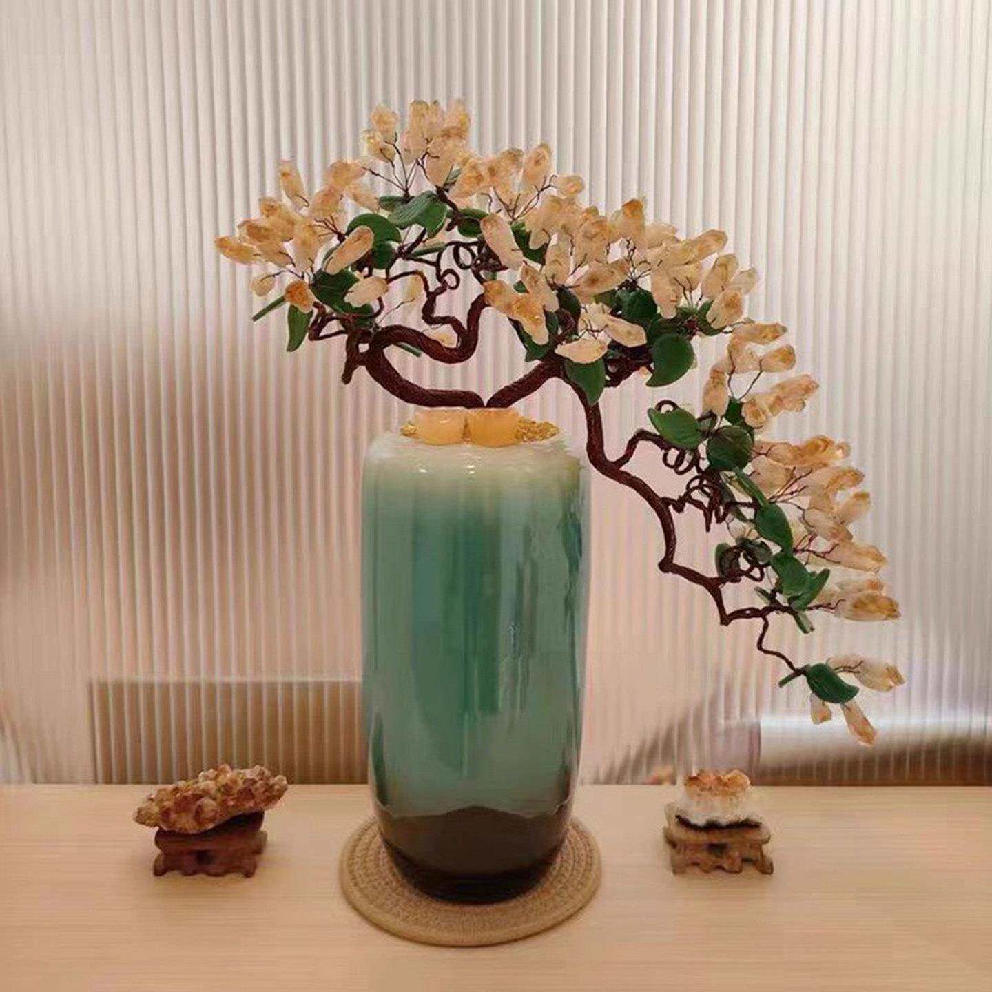 天然黄水晶发财树紫水晶树办公家居招财桌面摆件客厅玄关装饰礼品