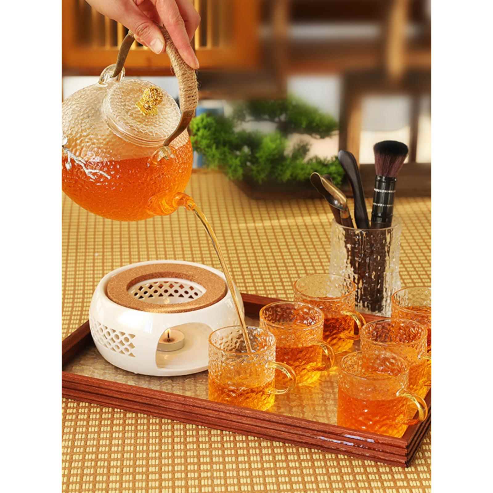 耐FWR热玻璃花茶壶带过滤保温电陶炉煮茶器套下热午茶装加具蜡烛