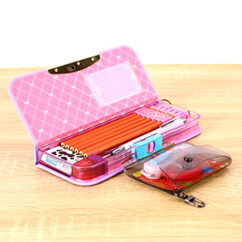 日本索尼克SONIC学生文具盒附带小包双面磁扣带锁儿童多功能笔盒