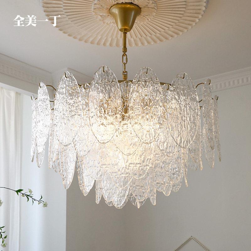 全美一丁 法式纯手工艺术玻璃水晶轻奢客厅吊灯饭厅卧室中山灯具