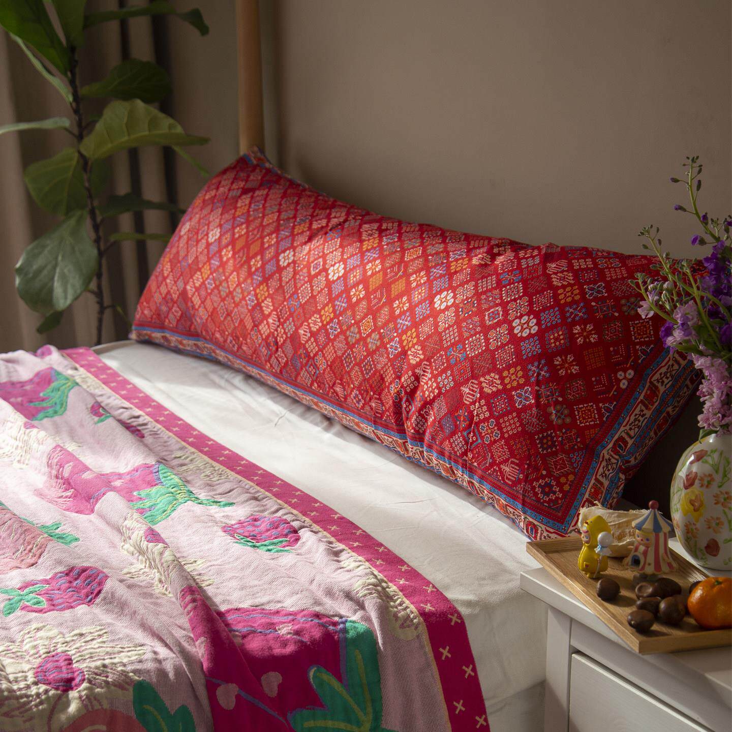 原创民族风床头大尺寸靠背垫靠枕带芯双面沙发长条大抱枕民宿坐垫