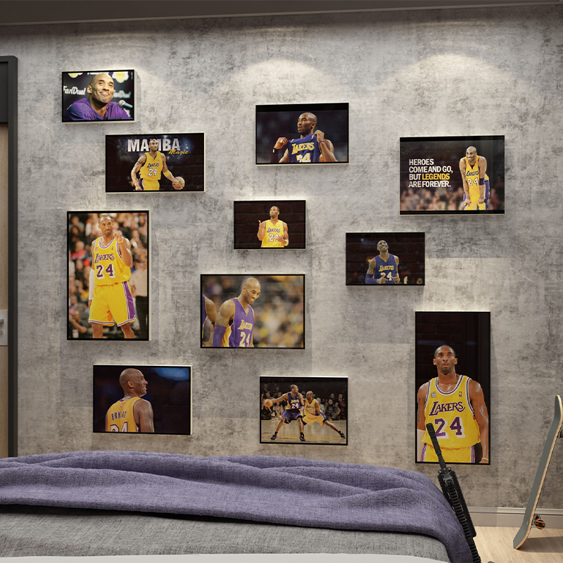 NBA篮球明星贴壁纸科比海报挂画男孩生卧室墙面装饰主题房间布置
