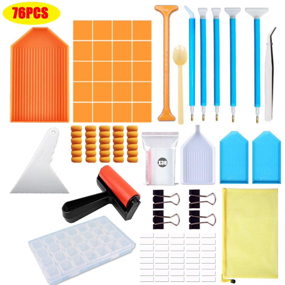 DIY钻石画点钻工具 滚筒压钻器手提收纳箱28格点钻美甲收纳分钻盒