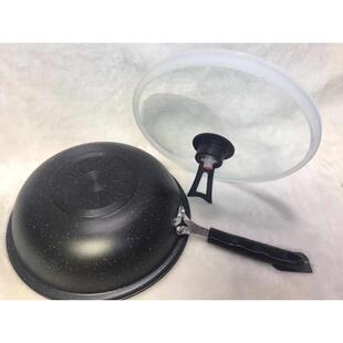 厂家直供麦饭石真空不粘锅微压炒锅复底炒勺礼品套装锅会销热品