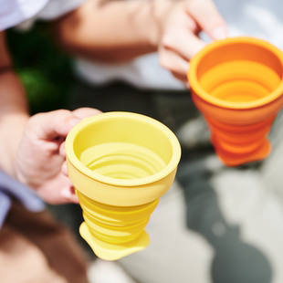WEMUG露營野餐旅行折疊水杯帶把塑料便攜壓縮熱水杯子戶外隨手杯