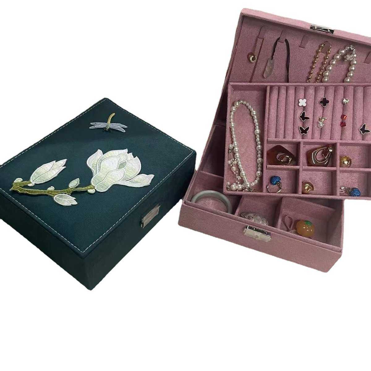 绒布盒刺绣木质首饰盒带锁饰品盒古典收纳盒中国风单层耳钉盒,收纳整理,口红收纳包/盒/袋,淘宝优惠券,粉丝福利购,淘宝优惠卷