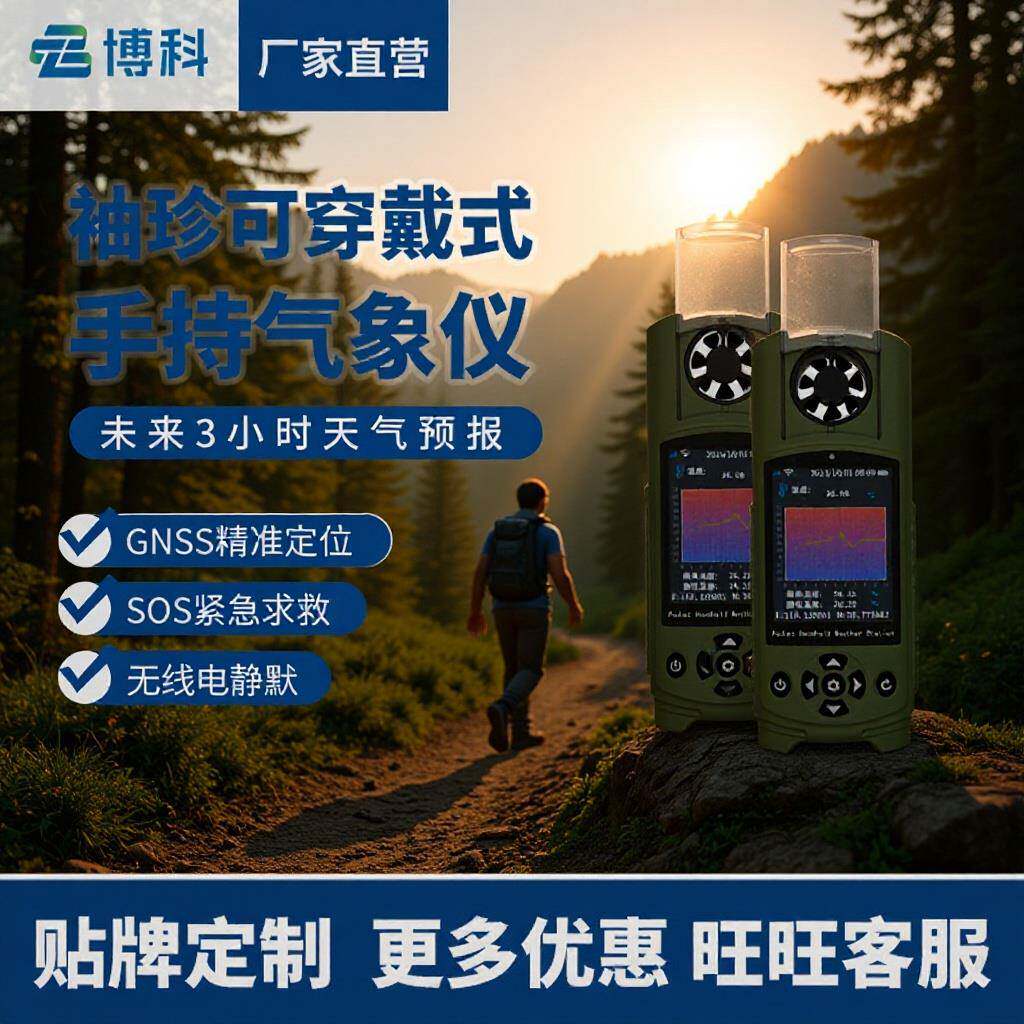 袖珍手持气象仪户外天气预报野外SOS求救高精度可穿戴手持气象站