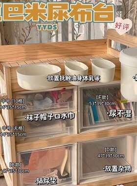 7婴儿换尿布台抽屉式收纳箱尿布棉柔巾收纳盒袜子浴巾小被子收