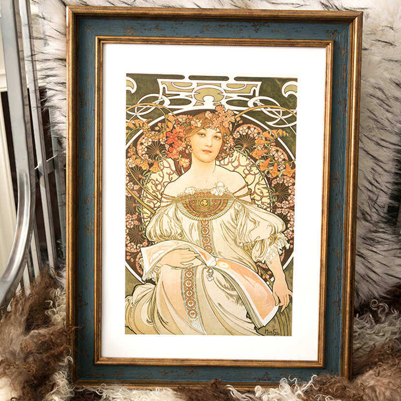 大画框美式复古框架相框挂墙20寸16寸18寸4开8K A3油画框装裱外框