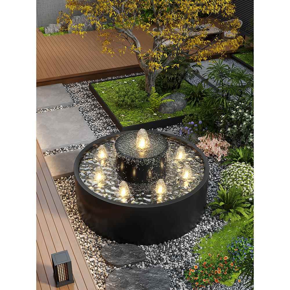 不锈钢鱼池池景观泉水堆叠瀑布出口庭院花园循环水装饰品
