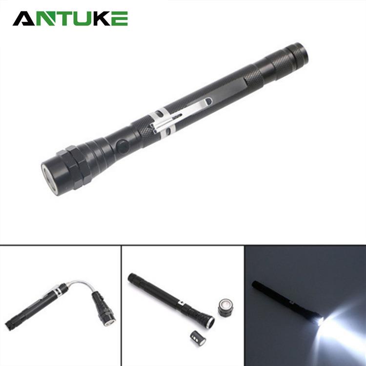 新款可伸缩两头带磁伸缩捡拾器手电筒 3LED笔形灯工作灯照明灯