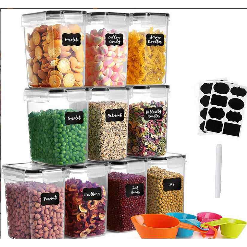厨房家用密封罐五谷杂粮保鲜盒高透PP密封罐子十五件套