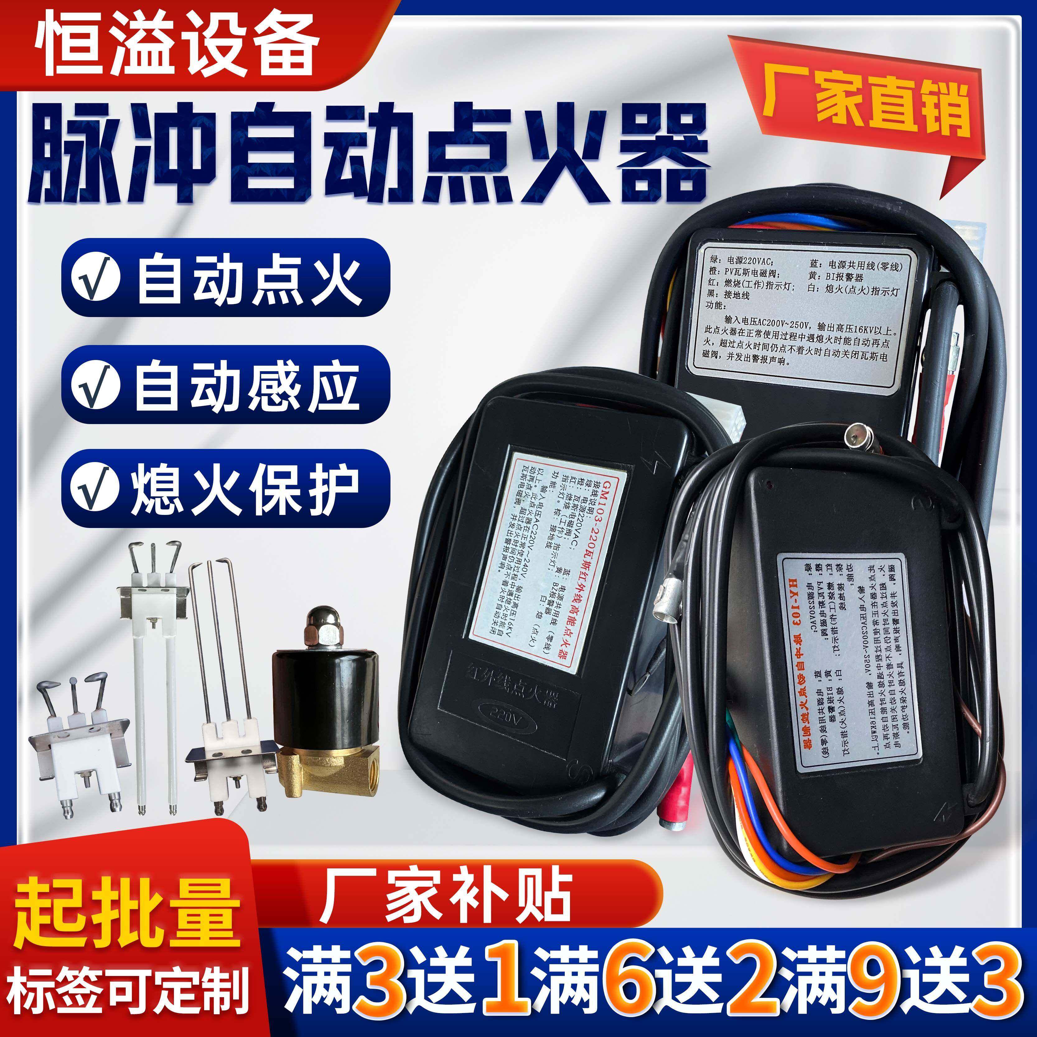 脉冲自动点火器220V通用工业燃气电子远程点火自动检测熄火保护