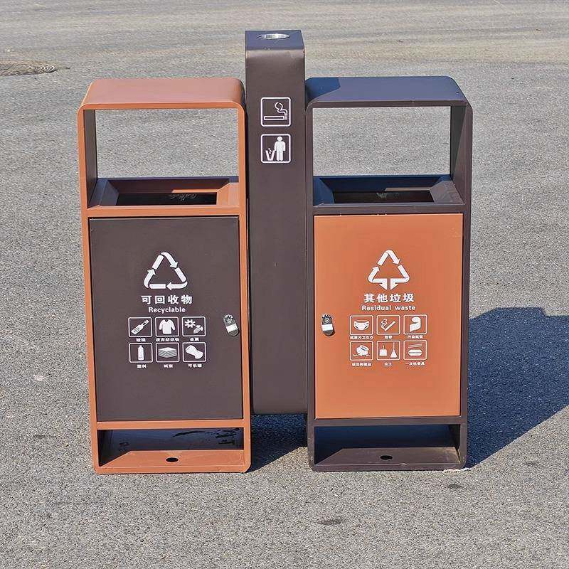 户外垃圾桶不锈钢大号钢木果皮箱室外街道环卫分类垃圾箱景区公园