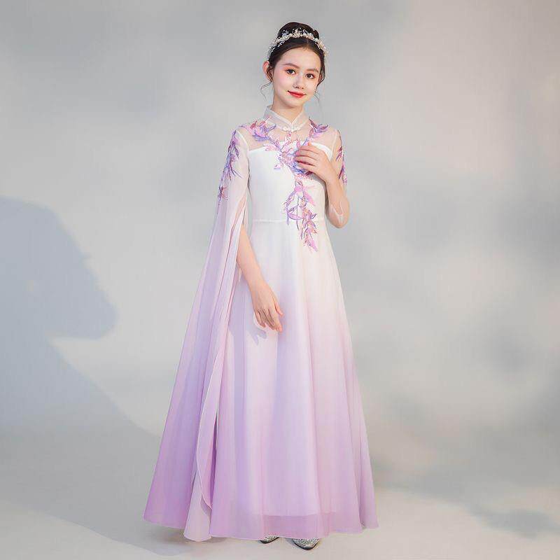 高档儿童比古筝胡演奏服中式女孩赛美术考试琵演奏服乐器二琶演奏