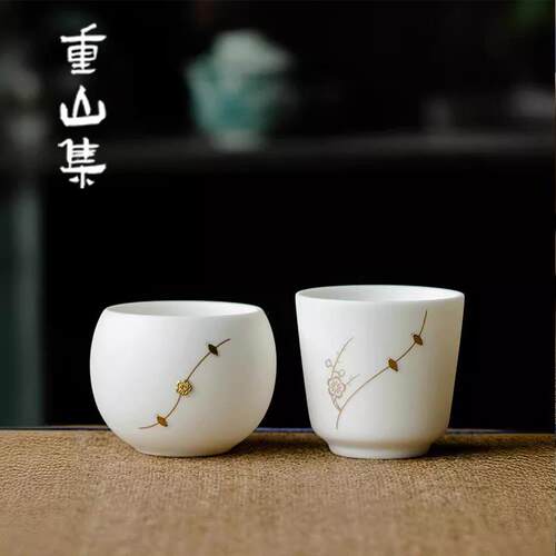 羊脂玉陶瓷茶杯主人杯单杯女高端高档功夫品茗杯单个个人专用茶碗