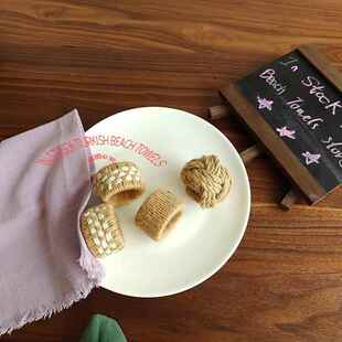 Christmas Linen Natural Rings 亚麻草编西餐巾扣 Napkin 4pack