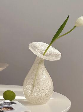 田园风格白色花朵透明玻璃花瓶法式浪漫风格郁金香插花水养花器小