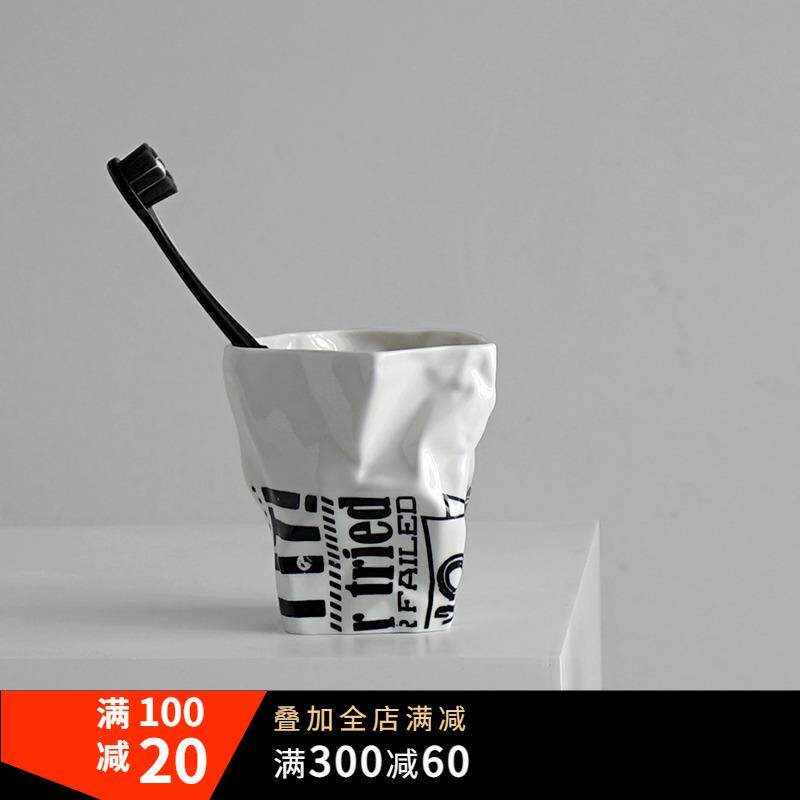 创意陶瓷情侣漱口杯一对刷牙杯子家用高档牙具高颜值牙缸洗漱套装