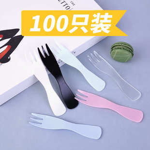 波浪三齿生日蛋糕叉甜品叉加厚水果叉 厂家批发一次性塑料叉子新款
