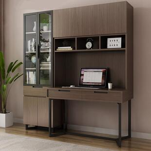 书桌书架一体多功能写字桌简约现代家用电脑桌书房家具组合套装