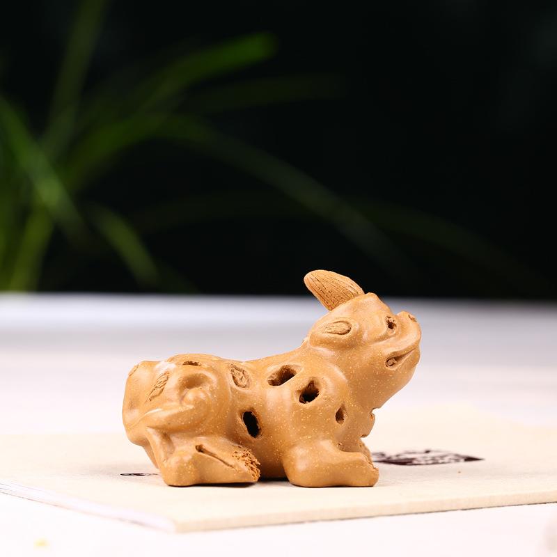 创意宜兴手工紫砂摆件 枯木貔貅茶宠精品风水雕塑