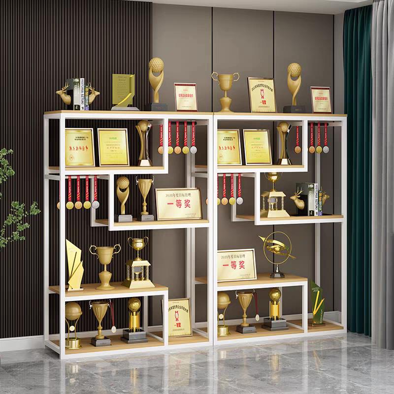 办公室荣誉墙展示架奖状奖牌奖杯集体现代落地展示柜陈列架