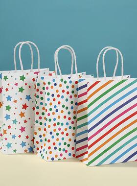 24pcs Rainbow Kraft Paper Gift Bags Happy Birthday Festival