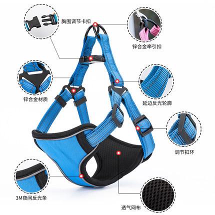 中小型犬遛狗绳背心式狗链子用品适用胸围4080CM5米自动伸缩绳灰