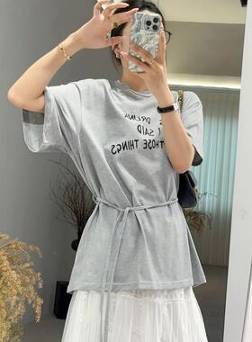 设计感绑带灰色短袖T恤女2026新款今年流行爆款夏季独漂亮上0504e