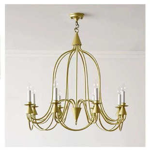 美式 乡村客厅餐厅吊灯卧室别墅书房楼梯间灯别墅复古简约蜡烛灯具